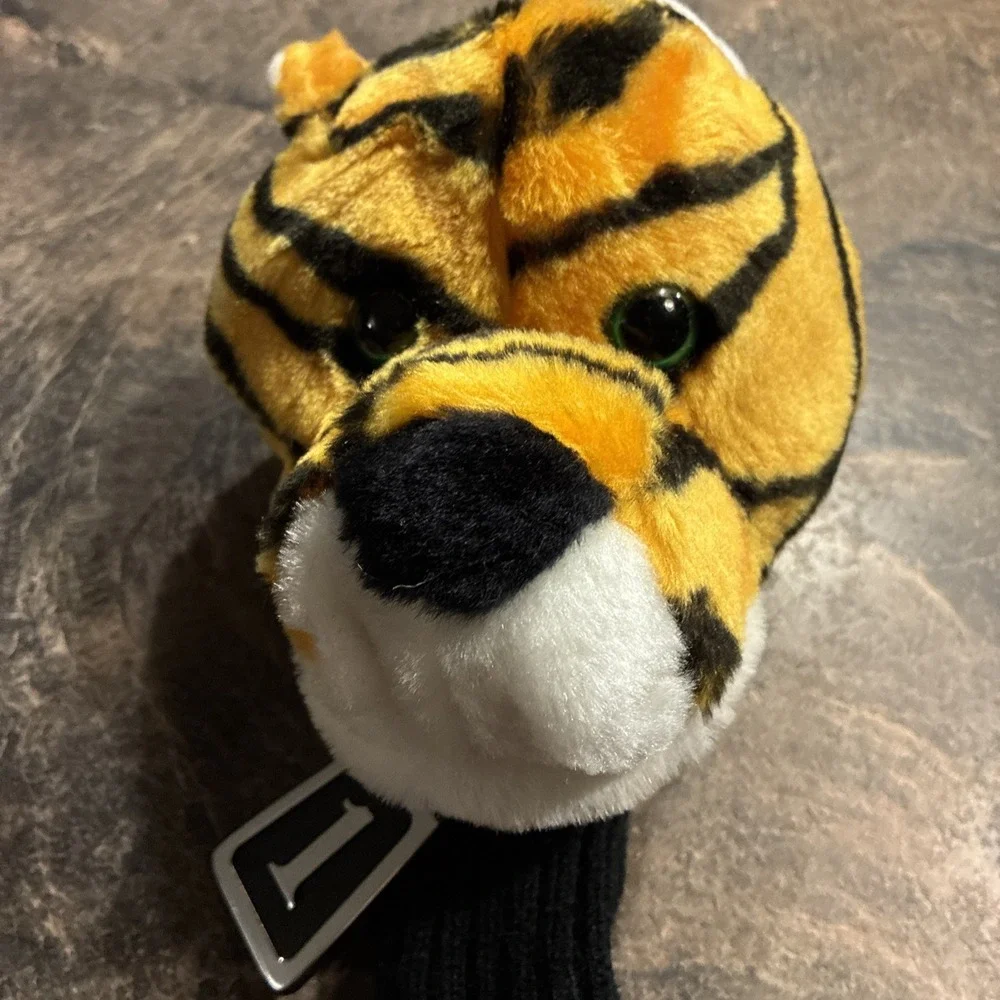 Tiger Golf Club Head Cover Wood Driver Plush Orange Black White